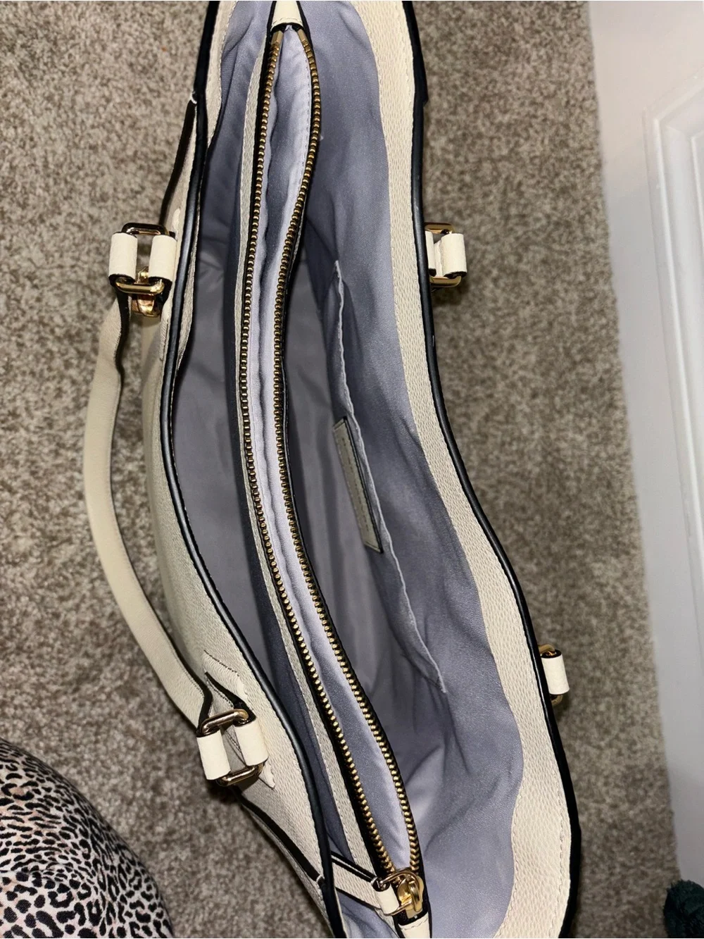 Marc Jacobs Pebbled Leather Cream Tote with Gold Hardware